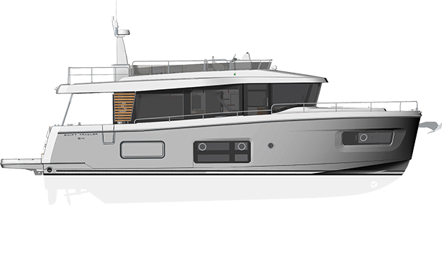 Swift Trawler 54 Profile — grey hull side render